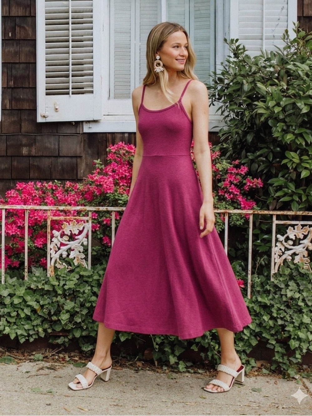 PACT NWOT Fit & Flare Midi Dress Size L - Picture 2 of 12